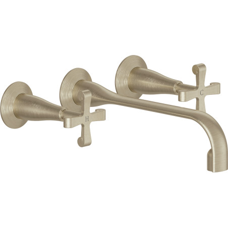 Mister Bâti|MELANGEUR LAVABO MURAL ENCASTRE 3 TROUS CARLOS PRIMERO MIELE BROSSE PVD