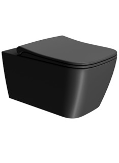 Mister Bâti|CUVETTE SUSPENDUE RIMLESS TORNADO EXTRA-GLAZE ANTI BACTERIEN NOIR 55x35 AVEC FIXATION SERIE NUBE