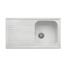 Mister Bâti|EVIER DE CUISINE EN MICRO ULTRAGRANIT 1 BAC 860x500mm -45 cm ATLANTIC BLANC LAIT AVEC PLAGE