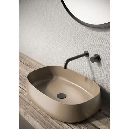 Mister Bâti|LAVABO A POSER 50x40 cm SEMI OVALE MARRON MATT PADDLE