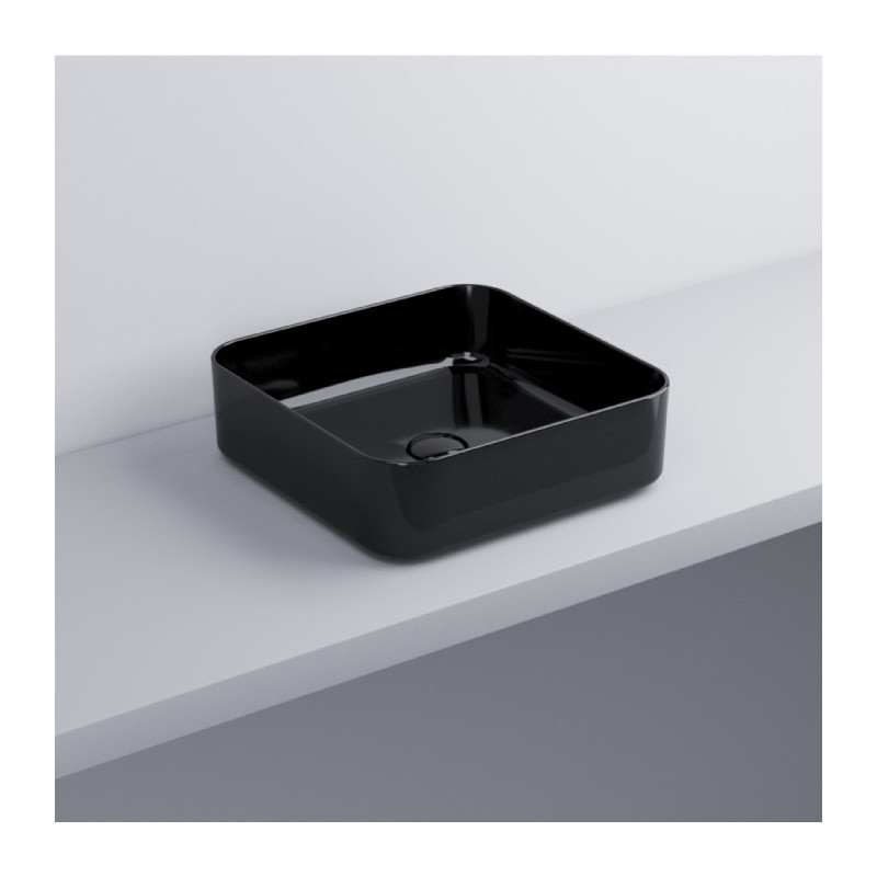 Mister Bâti|LAVABO A POSER 40 cm CARRE SMASH NOIR MATT