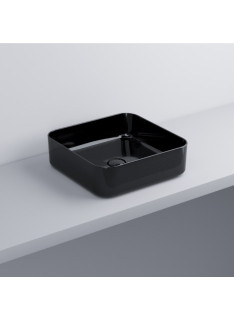 Mister Bâti|LAVABO A POSER 40 cm CARRE SMASH NOIR MATT
